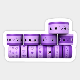 several rolls of purple tape with cute face Sticker